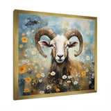 Yellow goat blooms in meadow flowers - Goat Canvas Wall Art
