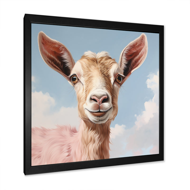 Dreamy cloud Pink goat portrait - Goat Wall Art Prints