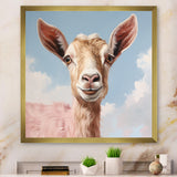Dreamy cloud Pink goat portrait - Goat Wall Art Prints