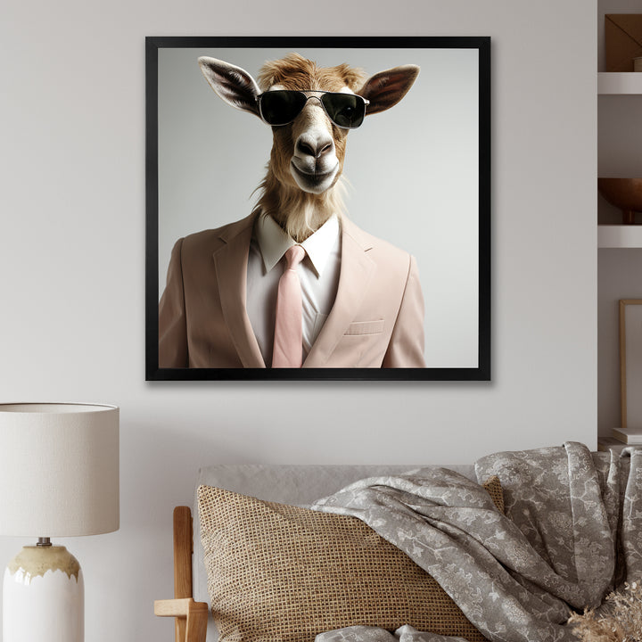 Suited up goat with sunglasses - Goat Wall Art Prints