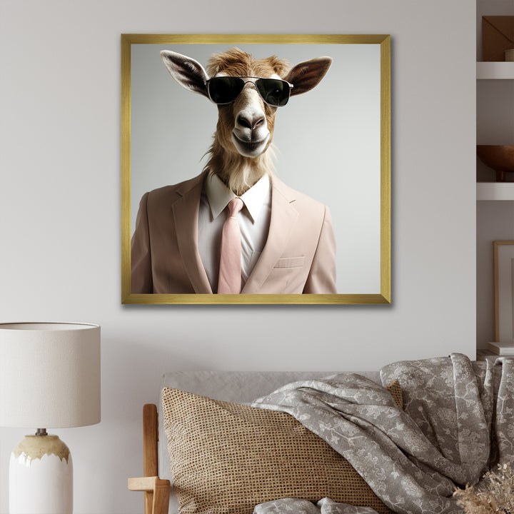 Suited up goat with sunglasses - Goat Wall Art Prints