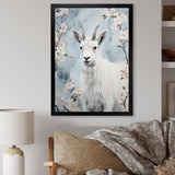 White goat in winter tranquility - Goat Bedroom Wall Art
