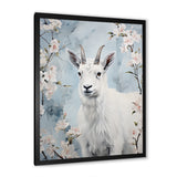 White goat in winter tranquility - Goat Bedroom Wall Art
