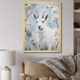 White goat in winter tranquility - Goat Bedroom Wall Art