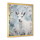 White goat in winter tranquility - Goat Bedroom Wall Art