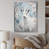White goat in winter tranquility - Goat Bedroom Wall Art
