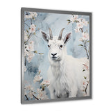 White goat in winter tranquility - Goat Bedroom Wall Art