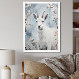 White goat in winter tranquility - Goat Bedroom Wall Art