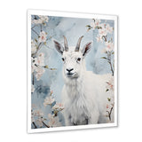 White goat in winter tranquility - Goat Bedroom Wall Art