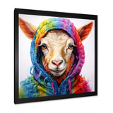 Colorful Knitted Jumper Goat Portrait - Goat Canvas Wall Art