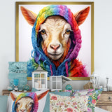 Colorful Knitted Jumper Goat Portrait - Goat Canvas Wall Art