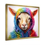 Colorful Knitted Jumper Goat Portrait - Goat Canvas Wall Art