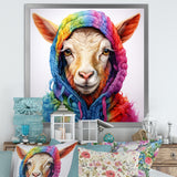 Colorful Knitted Jumper Goat Portrait - Goat Canvas Wall Art