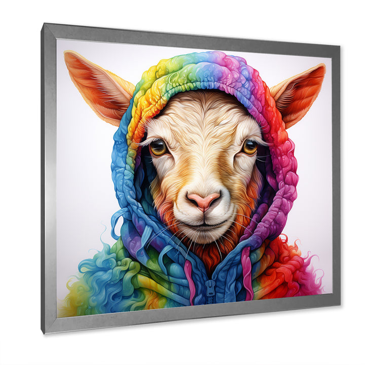 Colorful Knitted Jumper Goat Portrait - Goat Canvas Wall Art