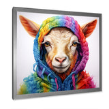 Colorful Knitted Jumper Goat Portrait - Goat Canvas Wall Art