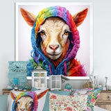 Colorful Knitted Jumper Goat Portrait - Goat Canvas Wall Art
