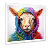 Colorful Knitted Jumper Goat Portrait - Goat Canvas Wall Art