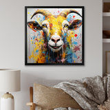 Yellow pop art Goat portrait - Goat Wall Decor