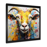 Yellow pop art Goat portrait - Goat Wall Decor