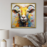 Yellow pop art Goat portrait - Goat Wall Decor