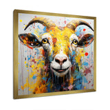 Yellow pop art Goat portrait - Goat Wall Decor