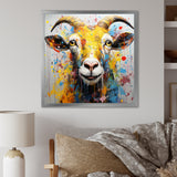 Yellow pop art Goat portrait - Goat Wall Decor