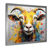 Yellow pop art Goat portrait - Goat Wall Decor