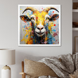 Yellow pop art Goat portrait - Goat Wall Decor