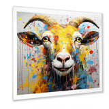 Yellow pop art Goat portrait - Goat Wall Decor
