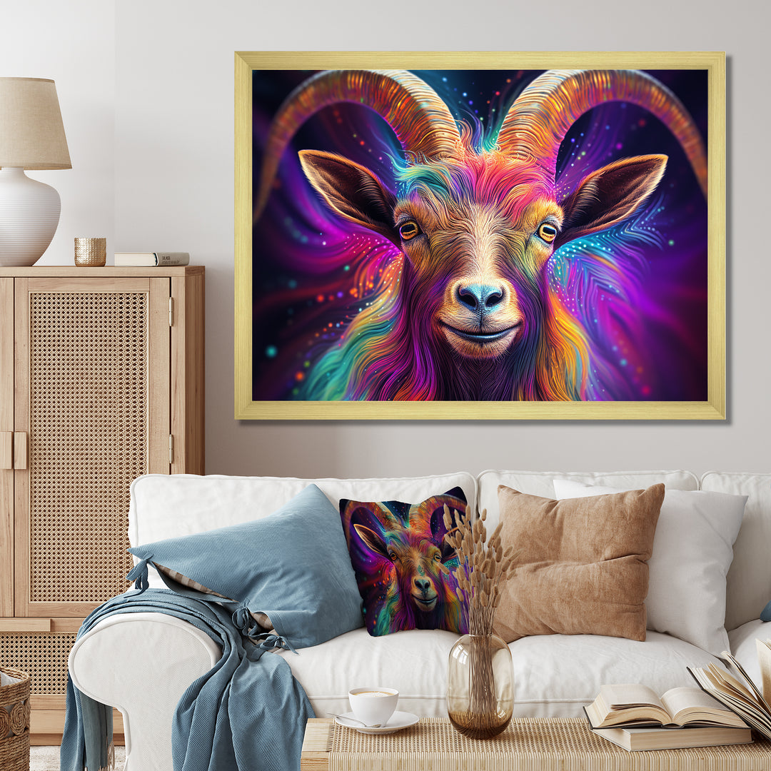 Celestial Gazing Goat portrait - Goat Wall Art Prints