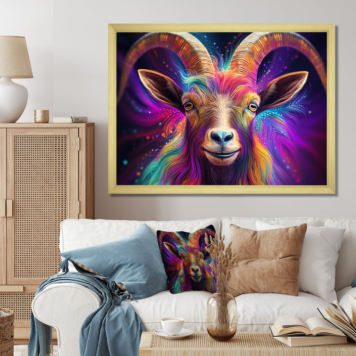 Celestial Gazing Goat portrait - Goat Wall Art Prints