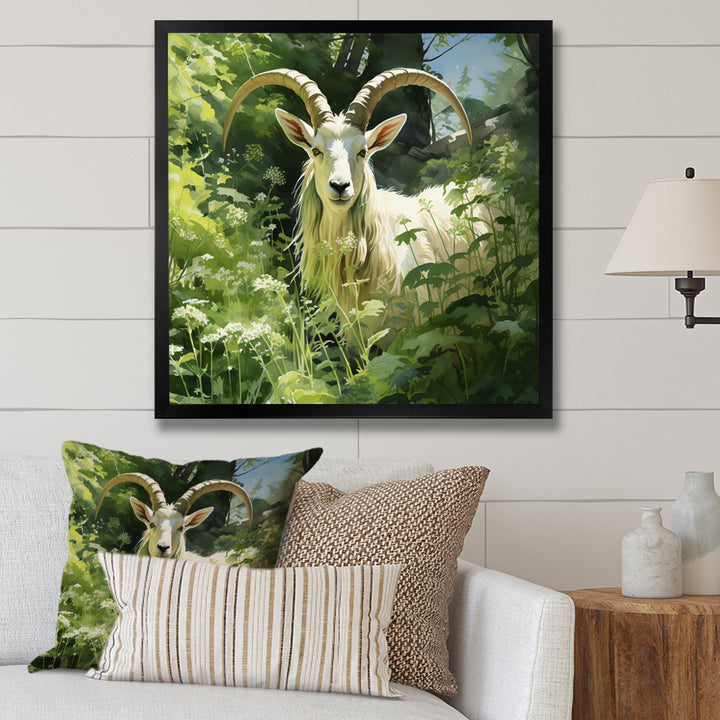 Pastoral goat Portrait - Goat Framed Canvas Art