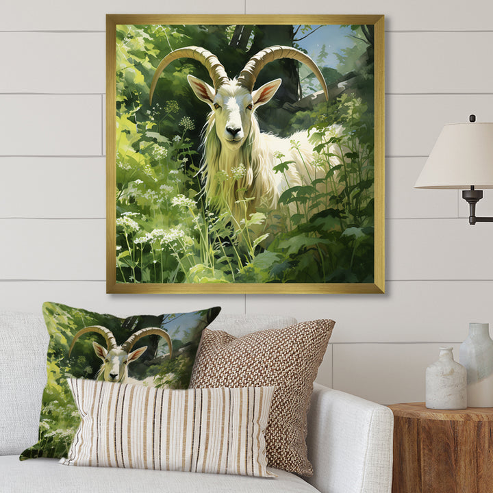Pastoral goat Portrait - Goat Framed Canvas Art