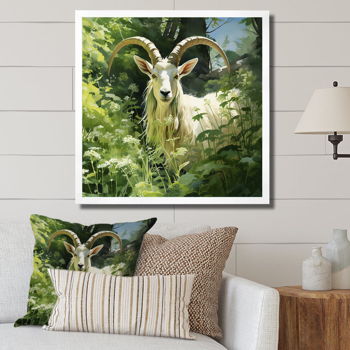 Pastoral goat Portrait - Goat Framed Canvas Art
