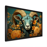 Blue and orange Goat modern portrait - Goat Large Canvas Wall Art