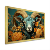 Blue and orange Goat modern portrait - Goat Large Canvas Wall Art