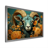 Blue and orange Goat modern portrait - Goat Large Canvas Wall Art