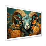 Blue and orange Goat modern portrait - Goat Large Canvas Wall Art