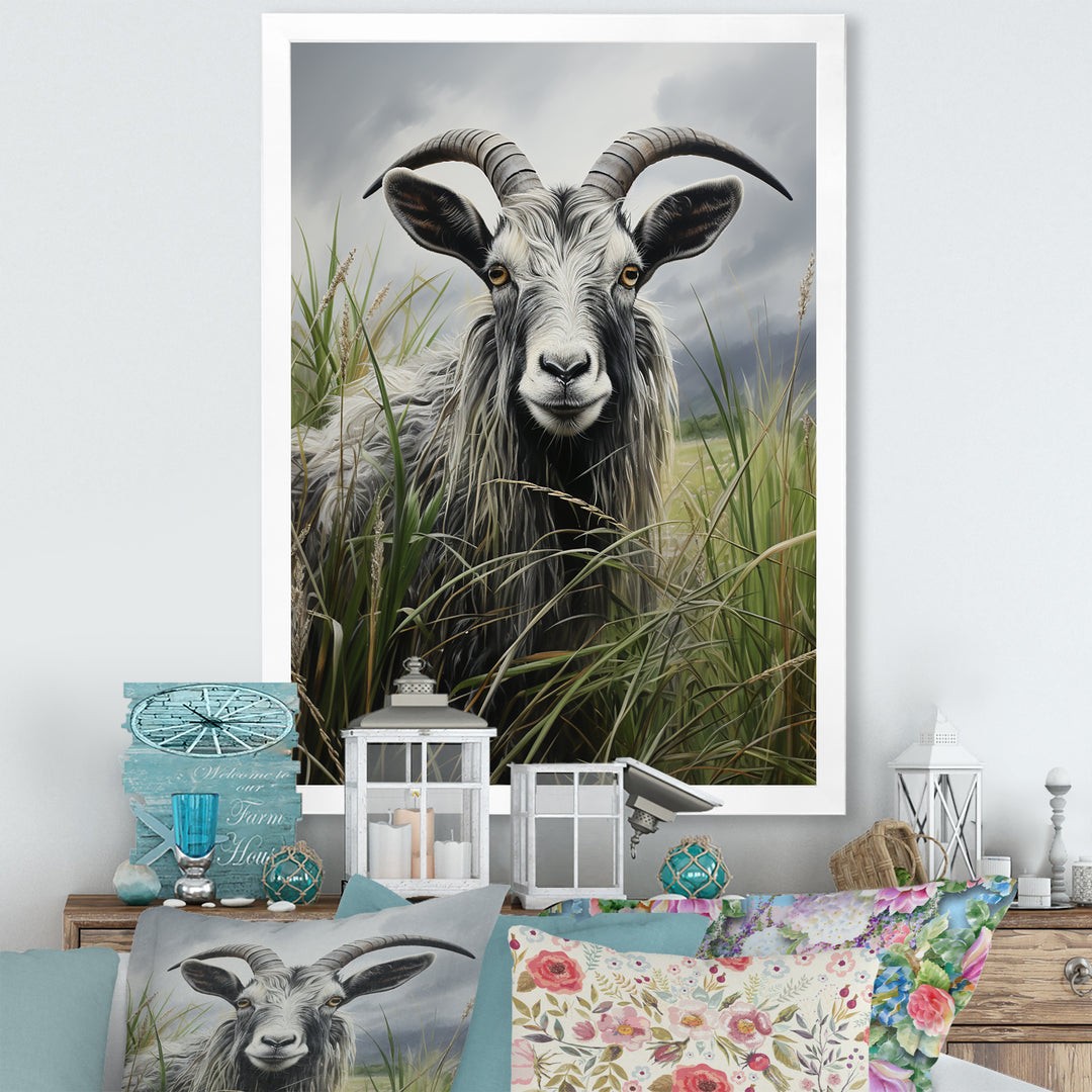 Grey meadow buck Goat Peaks - Goat Home Decor Art