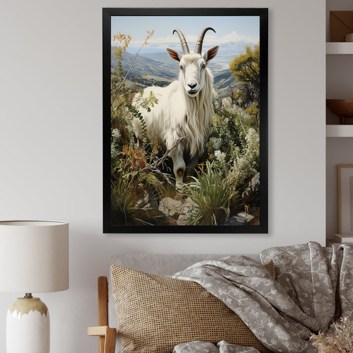 White meadow buck Goat Peaks - Goat Bedroom Wall Art