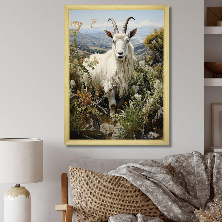 White meadow buck Goat Peaks - Goat Bedroom Wall Art