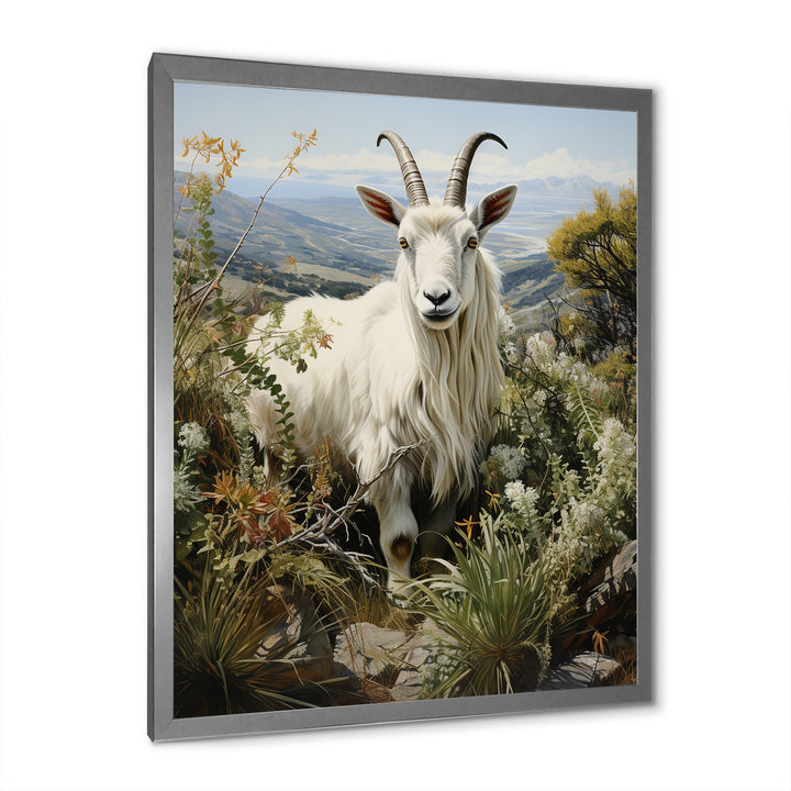 White meadow buck Goat Peaks - Goat Bedroom Wall Art