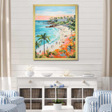 Pastel color Coastal Beach Scene paradise II - Coastal Canvas Wall Art