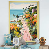 Coastal Beach Scene paradise in pastel color II - Coastal Canvas Wall Art