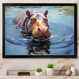 Curious water hippo - Animals Canvas Wall Art