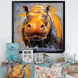 Yellow Colorful Hippo harmony - Yellow Hippopotamus Wall Art