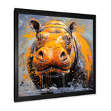 Yellow Colorful Hippo harmony - Yellow Hippopotamus Wall Art