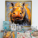 Yellow Colorful Hippo harmony - Yellow Hippopotamus Wall Art