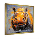 Yellow Colorful Hippo harmony - Yellow Hippopotamus Wall Art