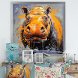 Yellow Colorful Hippo harmony - Yellow Hippopotamus Wall Art